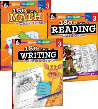 Carte 180 Days of Reading, Writing and Math for Third Grade 3-Book Set Teacher Created Materials