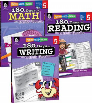 Libro 180 Days of Reading, Writing and Math for Fifth Grade 3-Book Set Teacher Created Materials