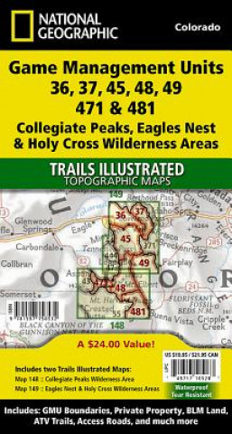 Tiskovina Collegiate Peaks, Eagles Nest, and Holy Cross Wilderness Areas Gmu [Map Pack Bundle] National Geographic Maps - Trails Illust