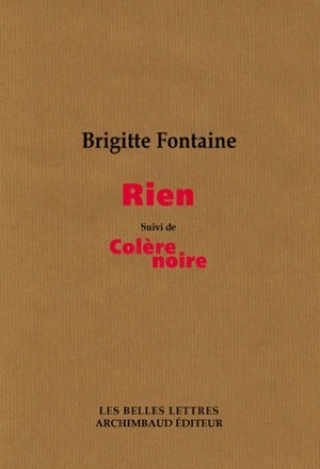 Libro Rien Suivi de Colere Noire Brigitte Fontaine