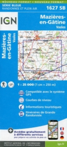 Nyomtatványok Mazieres en Gatin Vasles 1 : 25 000 Carte Topographique Serie Bleue Itineraires de Randonnee 