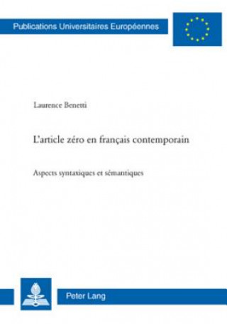 Kniha L'article zero en francais contemporain Laurence Benetti