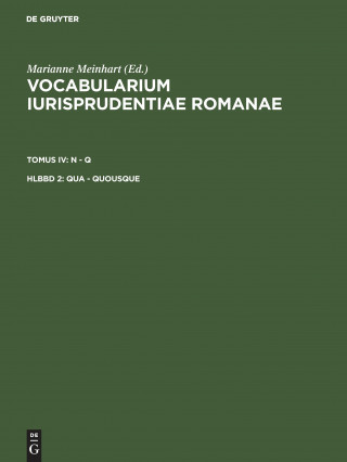 Kniha Vocabularium iurisprudentiae Romanae, Hlbbd 2, Qua - quousque Marianne Meinhart