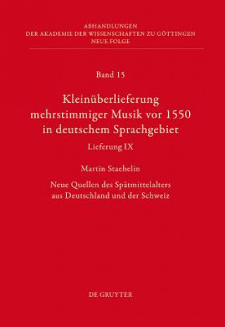 Buch Kleinuberlieferung mehrstimmiger Musik vor 1550 in deutschem Sprachgebiet, Lieferung IX Martin Staehelin