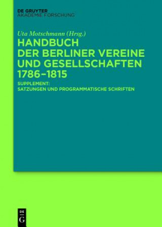 Libro Handbuch der Berliner Vereine und Gesellschaften 1786?1815 Uta Motschmann