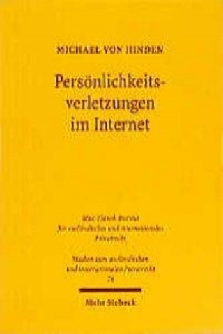 Kniha Persoenlichkeitsverletzungen im Internet Michael von Hinden
