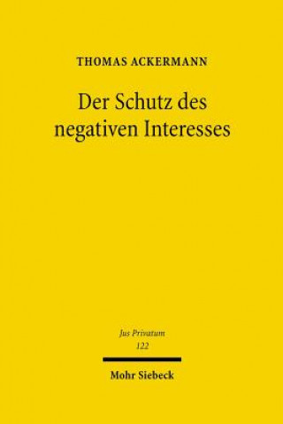 Knjiga Der Schutz des negativen Interesses Thomas Ackermann