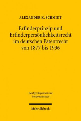 Knjiga Erfinderprinzip und Erfinderpersoenlichkeitsrecht im deutschen Patentrecht von 1877 bis 1936 Alexander K. Schmidt