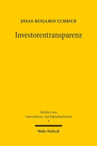 Kniha Investorentransparenz Jonas-Benjamin Ulmrich