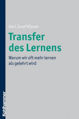 Kniha Transfer des Lernens Karl Josef Klauer