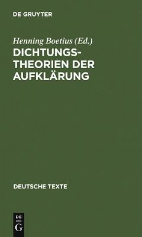 Könyv Dichtungstheorien Der Aufklarung Henning Boetius