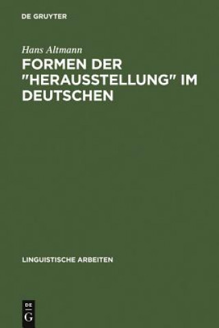 Kniha Formen Der Herausstellung Im Deutschen Hans Altmann