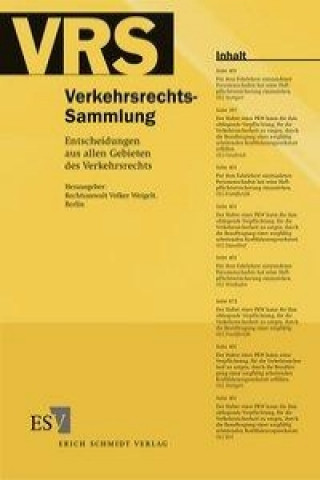 Könyv Verkehrsrechts-Sammlung (VRS) Band 113 Volker Weigelt