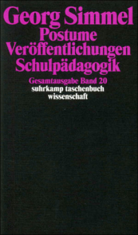 Kniha Gesamtausgabe 20. Postume Veröffentlichungen. Ungedrucktes. Schulpädagogik Georg Simmel