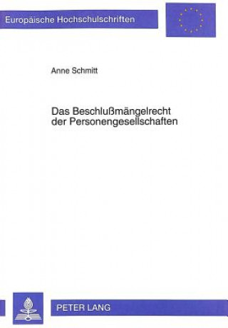 Kniha Das Beschlumaengelrecht der Personengesellschaften Anne Schmitt