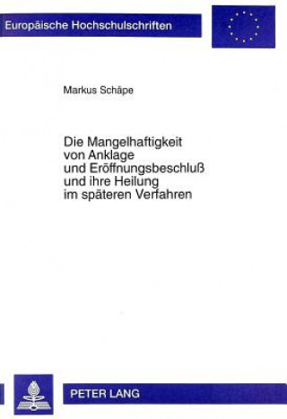 Book Mangelhaftigkeit Von Anklage Und Eroeffnungsbeschluss Und Ihre Heilung Im Spaeteren Verfahren Markus Schäpe