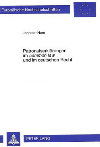 Kniha Patronatserklaerungen im Â«common lawÂ» und im deutschen Recht Janpeter Horn