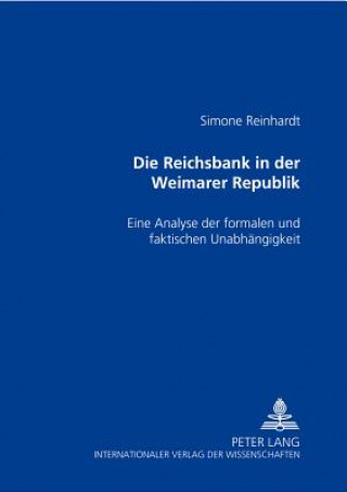 Carte Die Reichsbank in Der Weimarer Republik Simone Reinhardt