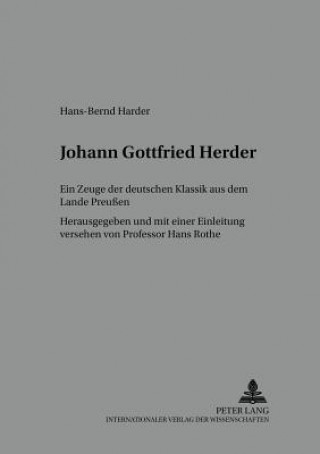 Knjiga Johann Gottfried Herder Hans-Bernd Harder