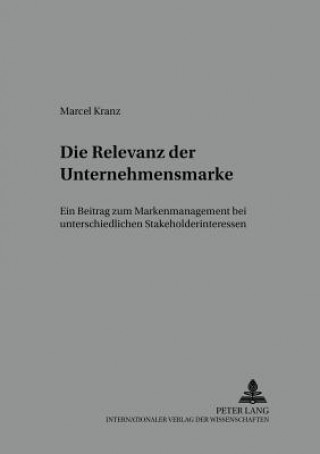 Kniha Die Relevanz Der Unternehmensmarke Marcel Kranz