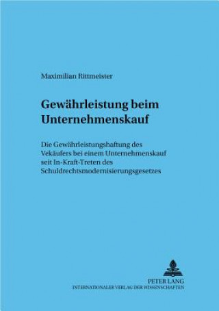 Könyv Gewaehrleistung Beim Unternehmenskauf Maximilian Rittmeister