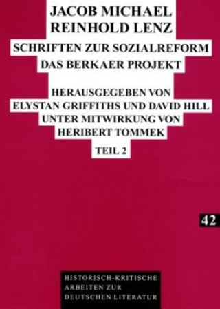 Buch Jacob Michael Reinhold Lenz - Schriften Zur Sozialreform Elystan Griffiths