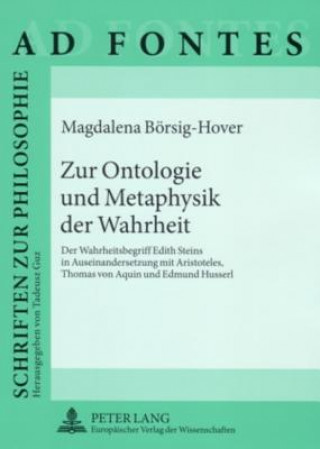 Kniha Zur Ontologie Und Metaphysik Der Wahrheit Magdalena Börsig-Hover