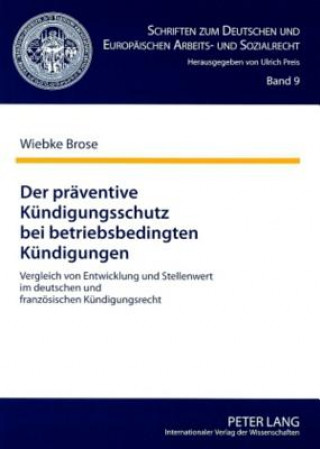 Könyv Praeventive Kuendigungsschutz Bei Betriebsbedingten Kuendigungen Wiebke Brose