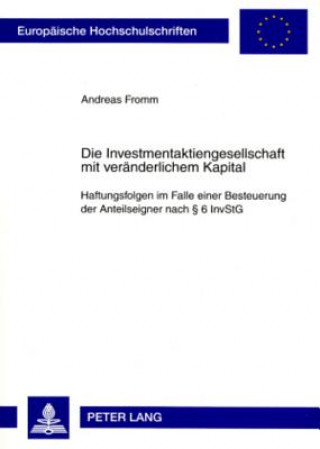 Könyv Investmentaktiengesellschaft Mit Veraenderlichem Kapital Andreas Fromm
