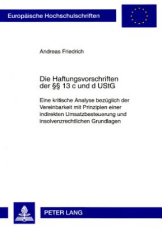 Book Haftungsvorschriften Der 13 C Und D Ustg Andreas Friedrich