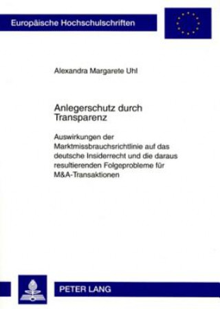 Buch Anlegerschutz Durch Transparenz Alexandra Margarete Uhl