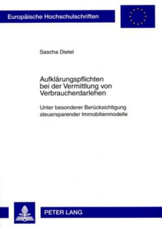 Kniha Aufklaerungspflichten Bei Der Vermittlung Von Verbraucherdarlehen Sascha Dietel