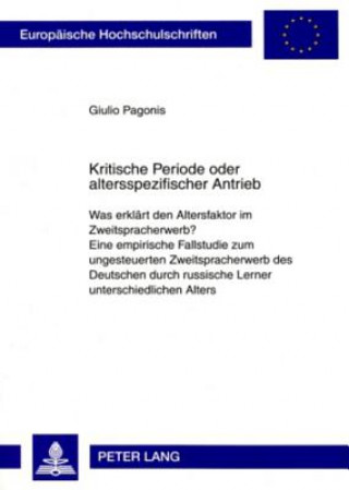 Könyv Kritische Periode Oder Altersspezifischer Antrieb Giulio Pagonis