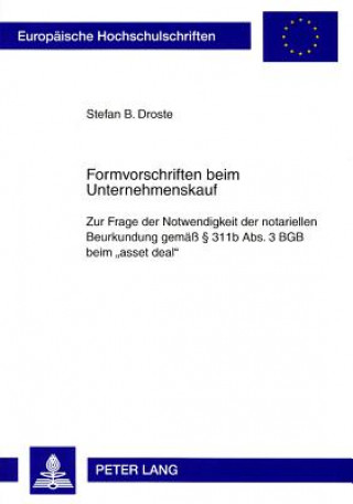 Carte Formvorschriften Beim Unternehmenskauf Stefan B. Droste