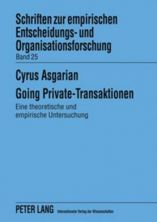 Könyv Going Private-Transaktionen Cyrus Asgarian