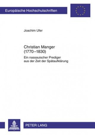 Könyv Christian Manger (1770-1830) Joachim Ufer
