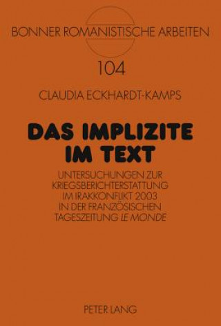 Książka Das Implizite im Text Claudia Eckhardt-Kamps