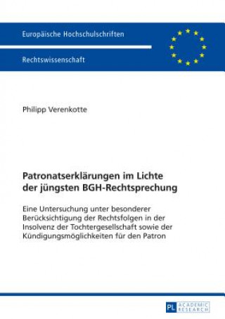 Kniha Patronatserklarungen Im Lichte Der Jungsten Bgh-Rechtsprechung Philipp Verenkotte