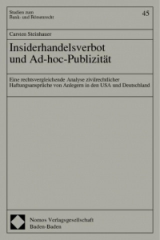 Kniha Insiderhandelsverbot und Ad-hoc-Publizität Carsten Steinhauer