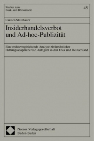 Book Insiderhandelsverbot und Ad-hoc-Publizität Carsten Steinhauer