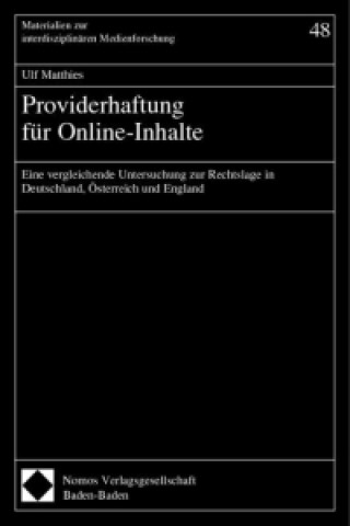 Buch Providerhaftung für Online-Inhalte Ulf Matthies