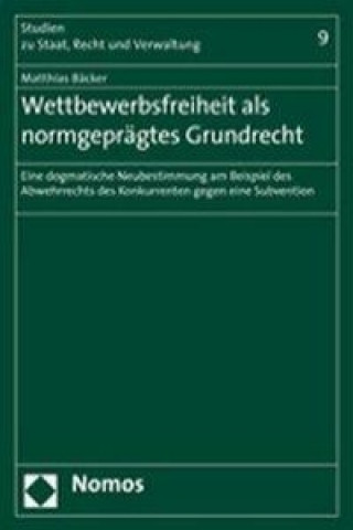 Kniha Wettbewerbsfreiheit als normgeprägtes Grundrecht Matthias Bäcker