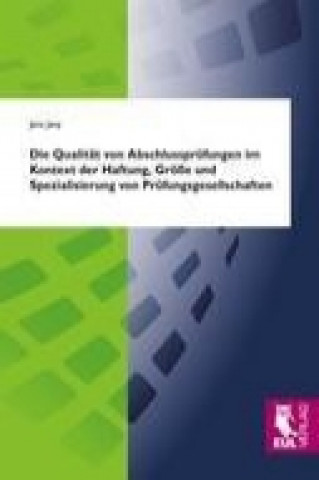 Kniha Die Qualität von Abschlussprüfungen im Kontext der Haftung, Größe und Spezialisierung von Prüfungsgesellschaften Jens Jany