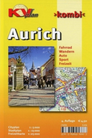 Nyomtatványok Aurich, KVplan, Radkarte/Freizeitkarte/Stadtplan, 1:25.000 / 1:15.000 / 1:5.000 