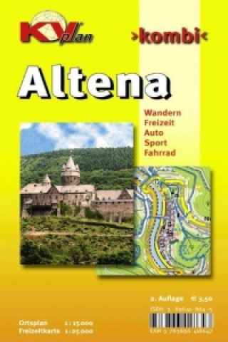 Nyomtatványok Altena, KVplan, Wanderkarte/Freizeitkarte/Stadtplan, 1:25.000 / 1:15.000 