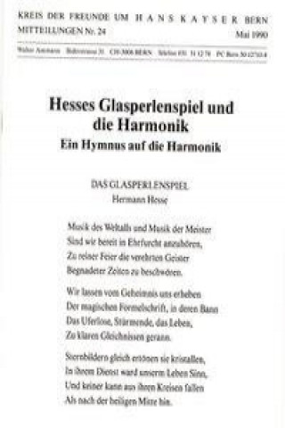 Carte Hesses Glasperlenspiel und die Harmonik Hans Kayser