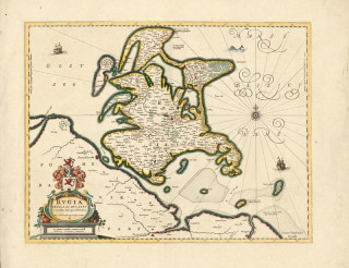 Nyomtatványok Historische Landkarte: Insel Rügen - 1647 Johannes Janssonius