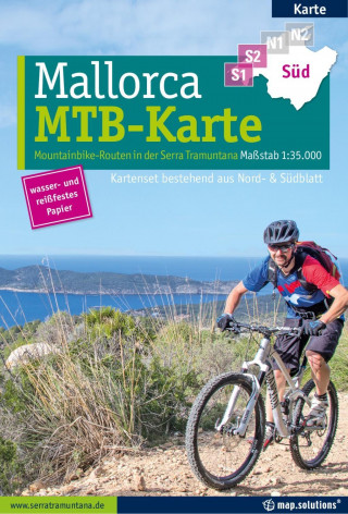 Nyomtatványok Mountainbikekarte Mallorca (Kartenset mit Nord + Süd-Blatt) 