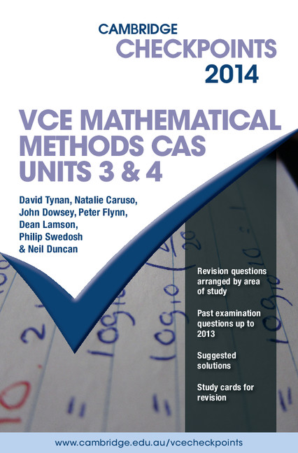 Carte Cambridge Checkpoints VCE Mathematical Methods CAS Units 3 and 4 2014 and Quiz Me More David Tynan