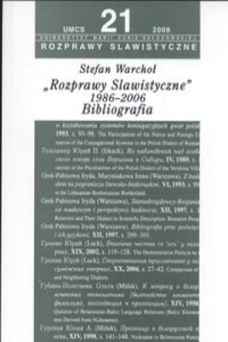 Kniha Rozprawy slawistyczne nr 21 1986-06 Bibliografia Warchoł Stefan